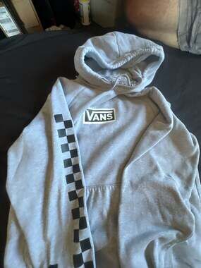Vans Versa Standard Pullover Hoodie in Cement Heather with Checkerboard Sleeve